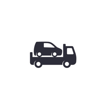 Car towing truck icon on white