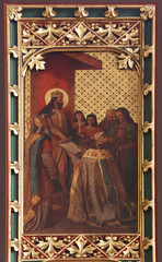 Obraz premium St. Ladislaus decree gives the first bishop of Zagreb, altarpiece in Zagreb cathedral dedicated to the Assumption of Mary