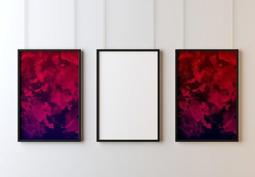 Modelli di cornici appese in galleria