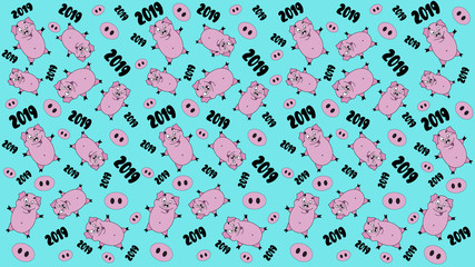  funny pigs symbol of new year 2019