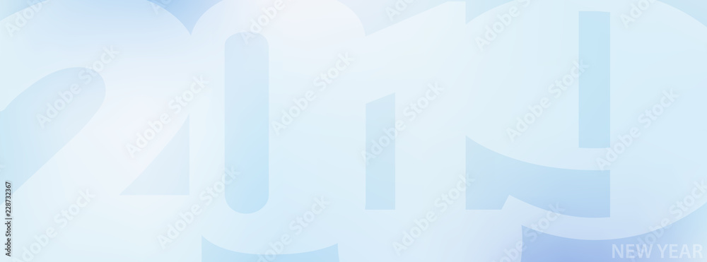 Poster Minimal 2019 background with white translucent numbers. Subtle vector graphic pattern