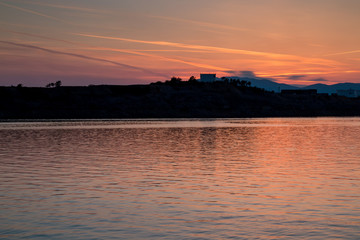 Naklejka premium Sunset at the sea in Omisalj, island Krk, Croatia