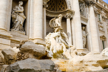 Trevi Fountain, central figure of Neptune or Ocean. Beautiful baroque Fontana di Trevi by Nicola Salvi © JethroT