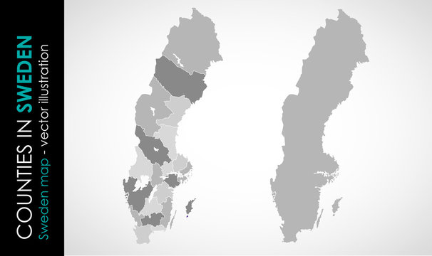 Vector map of Sweden country gray color 