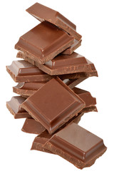 Cubes of chocolate isolated