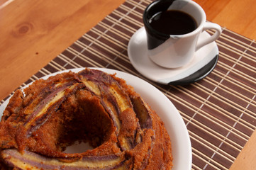 banana cake and coffee