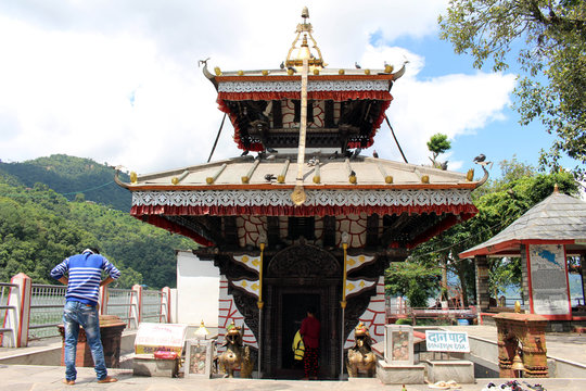 The Tal Barahi Nepali Budhdist temple by the middle of Phewa Lake in Pokhara
