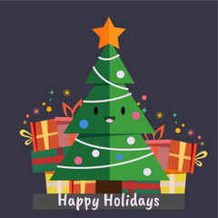 Christmas post card illustration