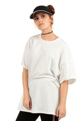 Blank t-shirt mock-up - Cool streetwear fashion girl ready for your design
