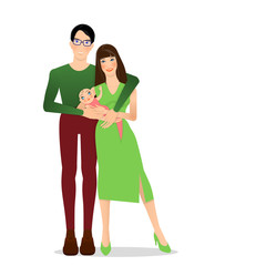 young hipster family with father, mother and baby