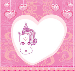 Obraz na płótnie Canvas Cartoon unicorn card