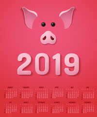 Chinese New Year 2019 Pig Calendar