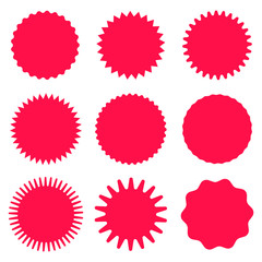 Set of vector starburst, sunburst badges. Design elements - best for sale sticker, price tag, quality mark. Flat vector illustration isolated on white background.