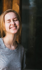 Girl portrait. Beauty Woman Portrait of Teen Girl. Beautiful Cheerful Enjoying With Long Hair.
