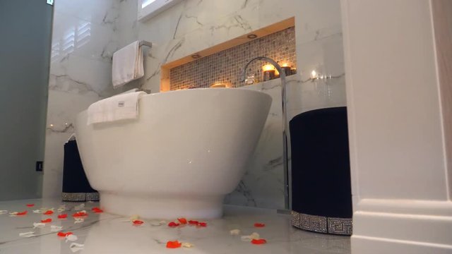 Sliding into a luxurious bathroom