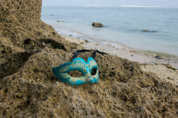 beach mask party blue glitter masquerade