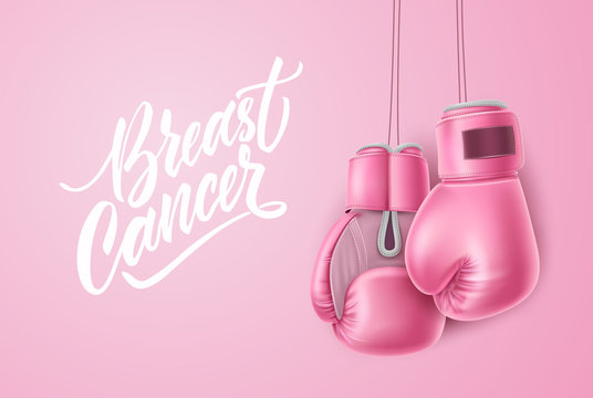 Vector breast cancer awareness pink box glove