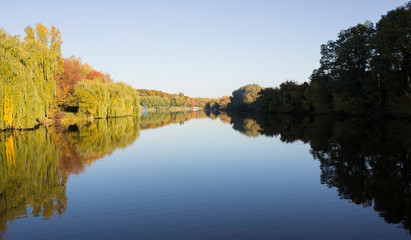 autumn landscape with lake and trees