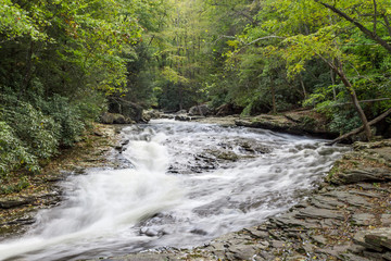 Fototapeta premium Natural water slide on an Summer day, Ohiopyle Pennsylvanian