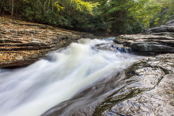 Natural water slide on an Summer day, Ohiopyle Pennsylvanian