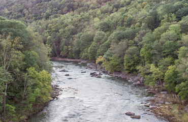 Fototapeta na wymiar The Youghiogheny River as it flows through Ohiopyle State park in the summer