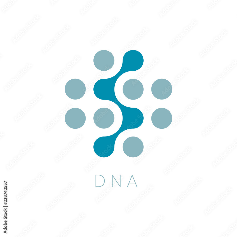 Poster Circles Vector Icon. DNA Logo Template. Science Logotype. Dots abstract symbol. Isolated vector illustration on blank background.