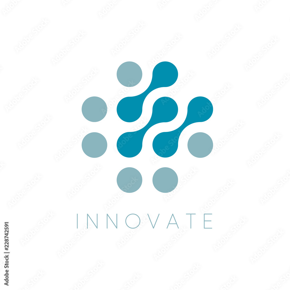 Aufkleber Circles Vector Icon. Innovator Logo Template. Innovate Logotype. Dots abstract symbol. Isolated vector illustration on blank background.