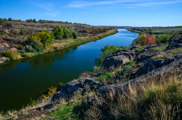 Obraz premium Valley of the Kamyanka River in the Dnipropetrovsk region, Ukraine.