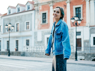 Portrait of a young woman tourist