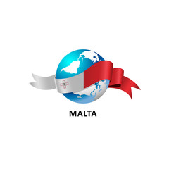 Vector Illustration of a world – world with malta flag