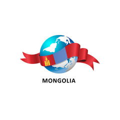 Vector Illustration of a world – world with mongolia flag