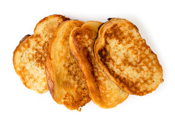 Fried bread on a white. The view from the top.