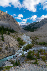 Fototapeta na wymiar Rivers meet with glacial run off in the Rockies