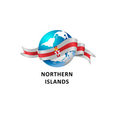 Vector Illustration of a world – world with northern islands flag