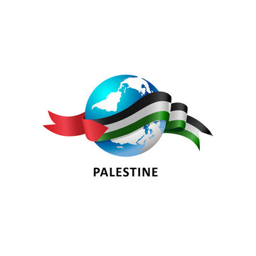Vector Illustration of a world – world with palestine flag