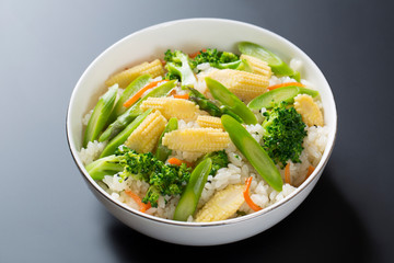 アスパラとコーンの炊込みご飯