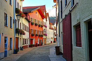 Fototapeta na wymiar Füssen im Allgäu Altstadt Gasse