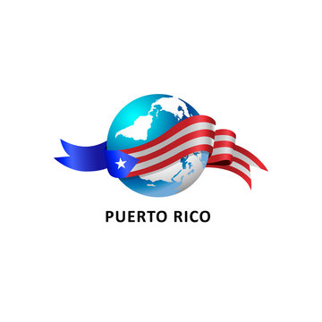 Vector Illustration of a world – world with puerto rico flag