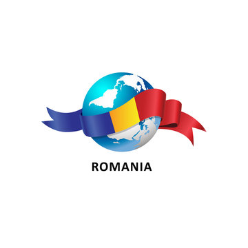 Vector Illustration of a world – world with romania flag