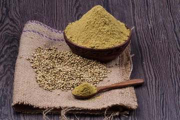 Coriander seeds, fresh coriander and powdered coriander