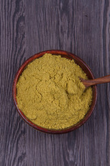 Coriander seeds, fresh coriander and powdered coriander