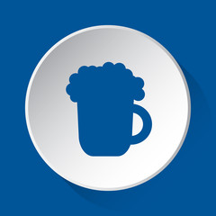 beer with foam - simple blue icon on white button