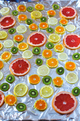 Photo of fruit cut into round pieces.