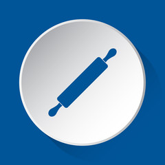 rolling pin - simple blue icon on white button