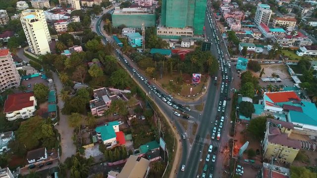 aerial view of the rush hour on Selander Bridge, Dar es salaam