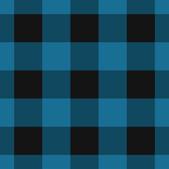seamless black, dark and bright blue tartan
