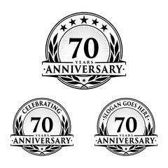 70 Years Anniversary Set. 70th Celebration Logo Collection. Vector and illustration. 
