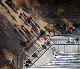 Aerial view of Hradchany part of Prague: from Petrin Observation Tower. Prague, Czech Republic