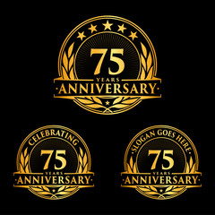 75 Years Anniversary Set. 75th Celebration Logo Collection. Vector and illustration. 
