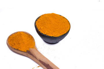 Turmeric Powder isolated on white background.